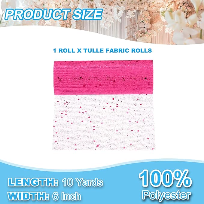 PATIKIL Tulle Fabric Rolls, 6 Inch by 10 Yards Fabric Spool Tulle Sparkling - Image 2