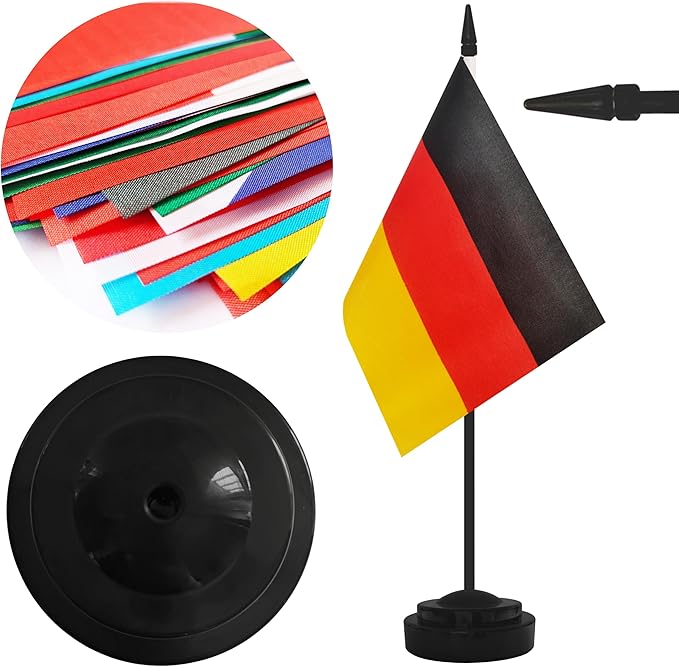 2 Pack Germany Desk Flag Set, German Desktop Small Miniature Table Office Flag - Image 3