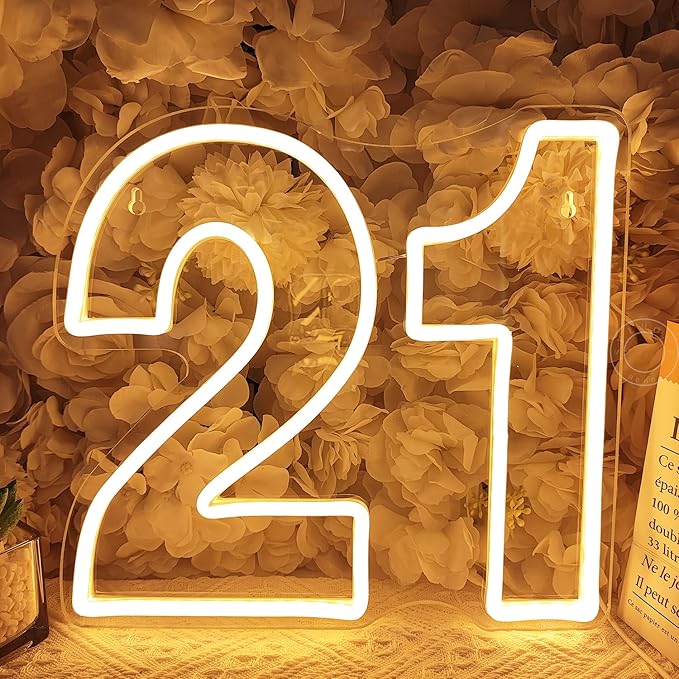 SYLHOME 21 Twenty one Led Neon Light Sign 21th Happy Birthday Party Anniversary - Image 5
