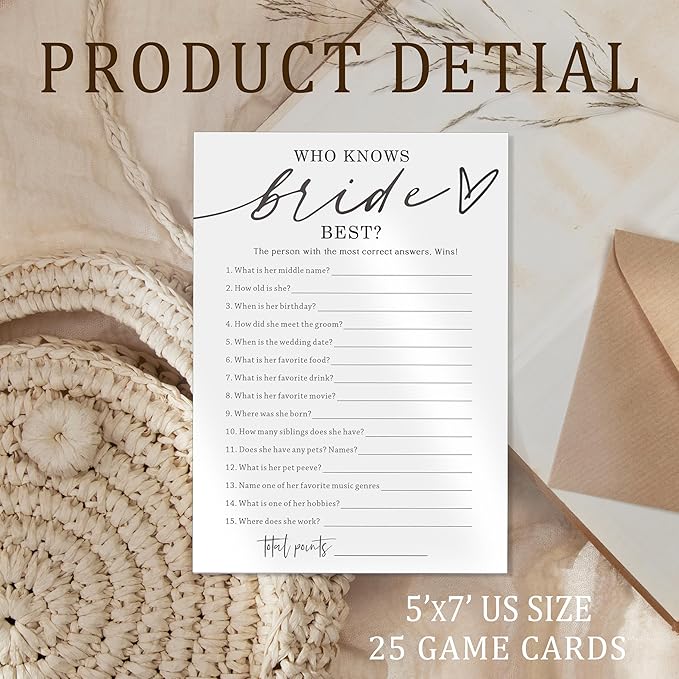 Fun Wedding Shower Games Cards Who Knows The Bride Best Engagement Party - Image 2