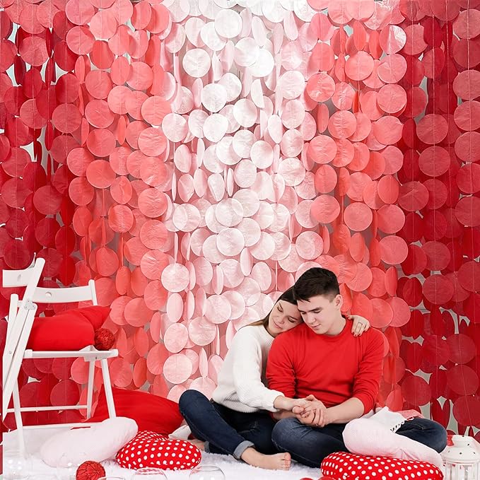 192 Ft Red Party Decorations Ombre Red Polka Dot Backdrop Streamer Tissue Paper - Image 6