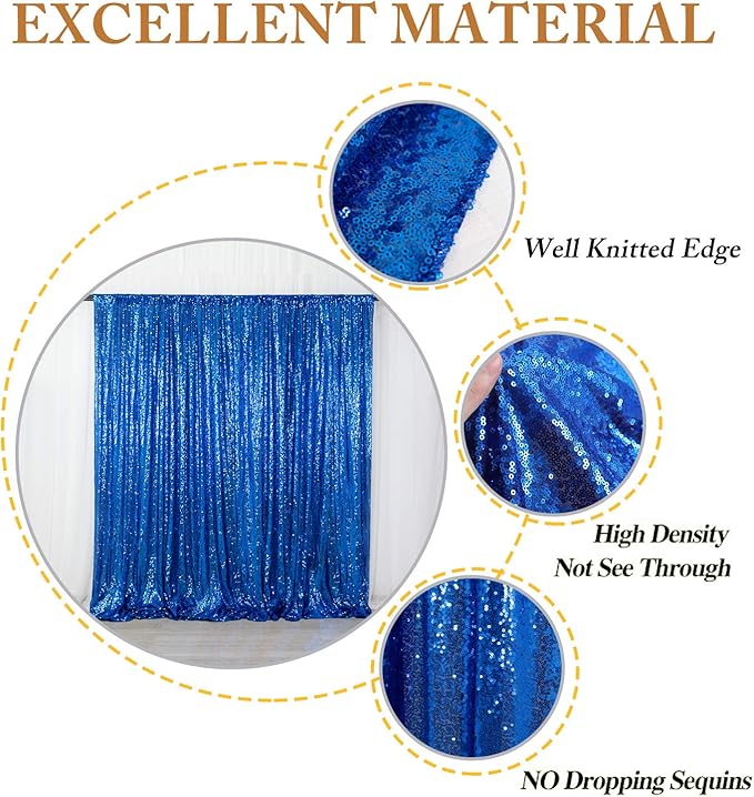 ShiDianYi Sequin Backdrop 10FTX10FT Blue Sparkle Backdrops - Image 4