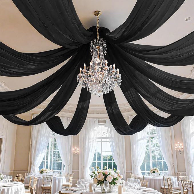 FUHSY Wedding Ceiling Drapes Black Ceiling Drapes - Image 3