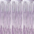 3 Pack 3.3 x 8.2 ft Light Purple Foil Fringe Backdrop Curtains, Tinsel by Voircoloria