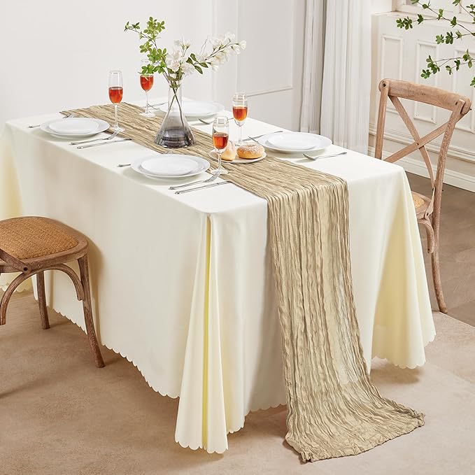 Cheesecloth Table Runner 10FT Long Boho Gauze Table Runner Rustic Sheer Runner - Image 3