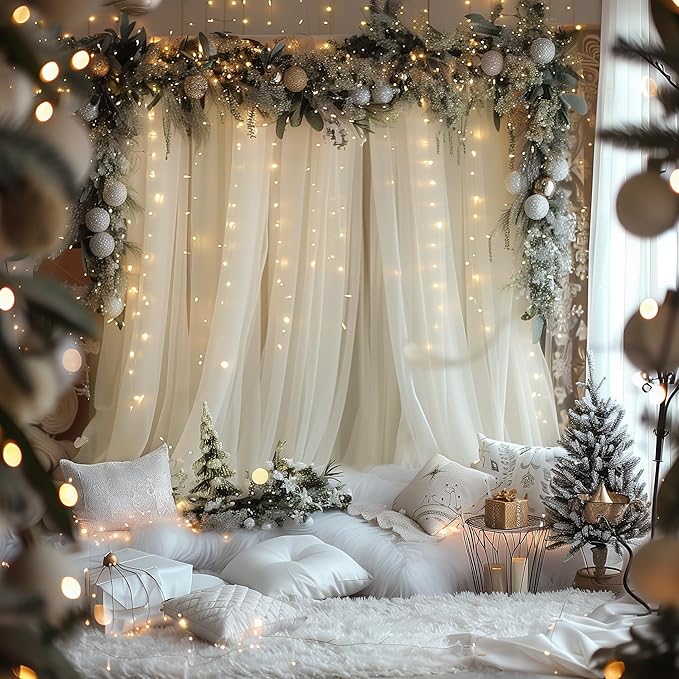 Fomcet Tulle Backdrop Curtains Ivory 30FT X 10FT Tulle Curtain - Image 6