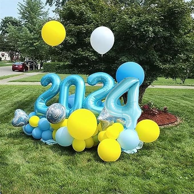 40 Inch Blue Large Numbers Balloons0-9, Number 4 Digit Helium Balloons - Image 5