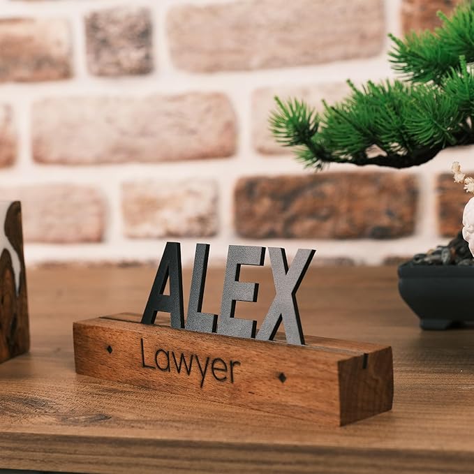 Custom Desk Name Plate with Engraved Title – Personalized Wooden Office Name - Image 8