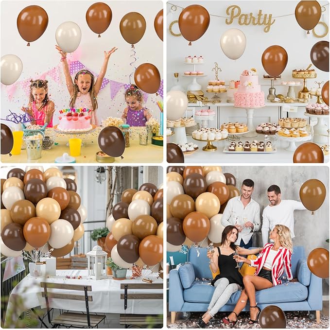 Brown Balloons, 12 Inch Neutral Balloons, Retro Coffee Brown Apricot Sand White - Image 8