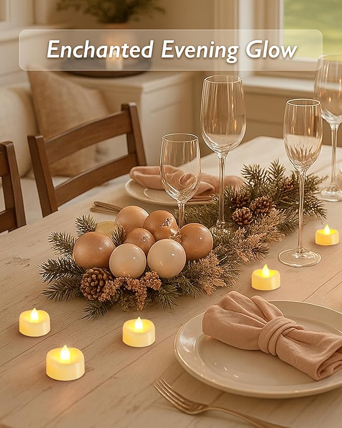 Raycare 100 Pack LED Tea Lights Battery Operated, 200+Hour Flickering Votive - Image 3