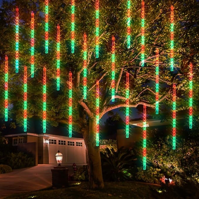 Dazzle Bright Red and Green Christmas Lights, 288 LED 11.8 Inch Meteor Shower by DazzleBright
