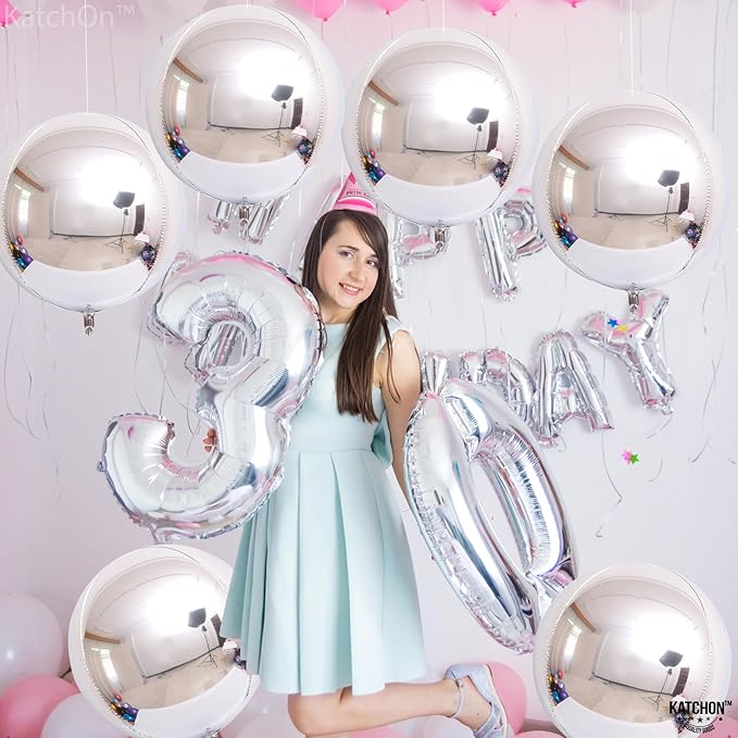 KatchOn, Large Metallic Silver Balloons - Image 7