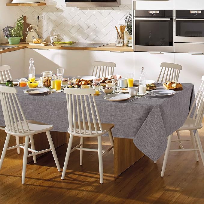 Fitable Linen Textured Tablecloth Rectangle Washable Fabric Flax Linen Table - Image 2
