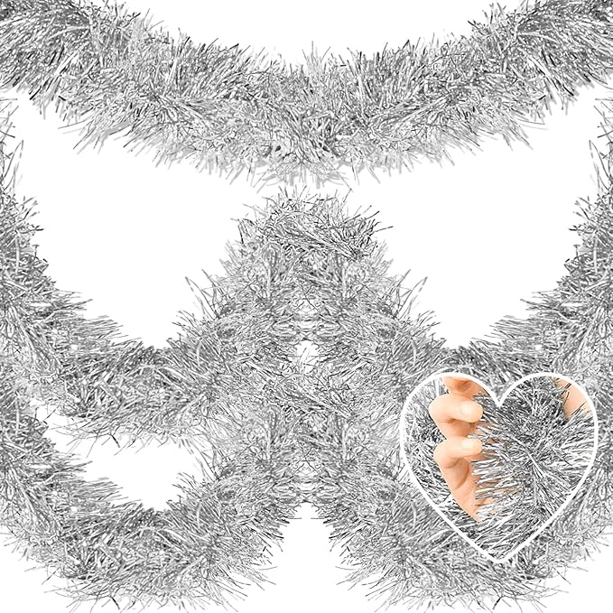 25 Feet Metallic Twist Tinsel Garland Wall Hanging Backdrop by Mebiornt