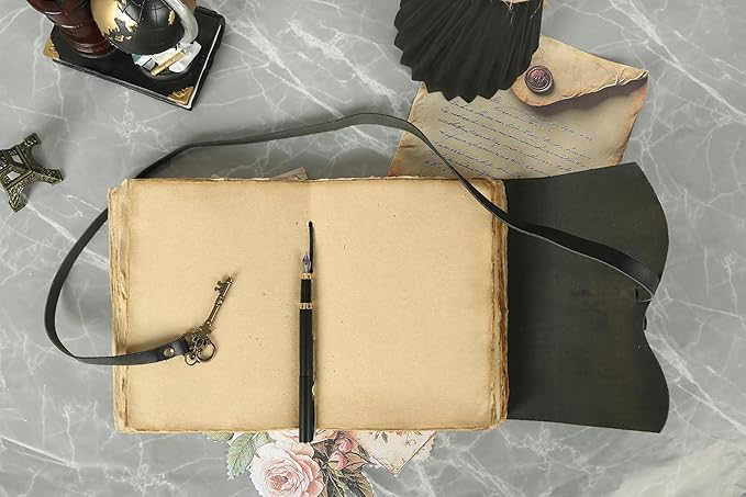 Leather Journal with Lined and Unlined Deckle Edge Paper 8x6 inch and Vintage - Image 9