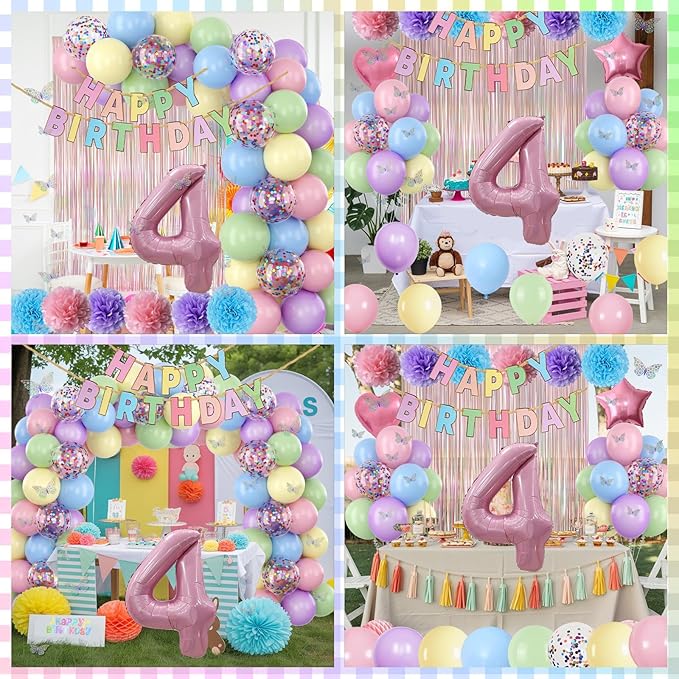 Pastel 4th Birthday Party Decorations - Image 7