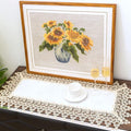 Beige lace Premium Rectangle Farmhouse Tablerunner Waterproof OilProof by BrekSdat