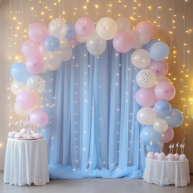Fomcet Baby Blue Tulle Backdrop Curtains - Image 7