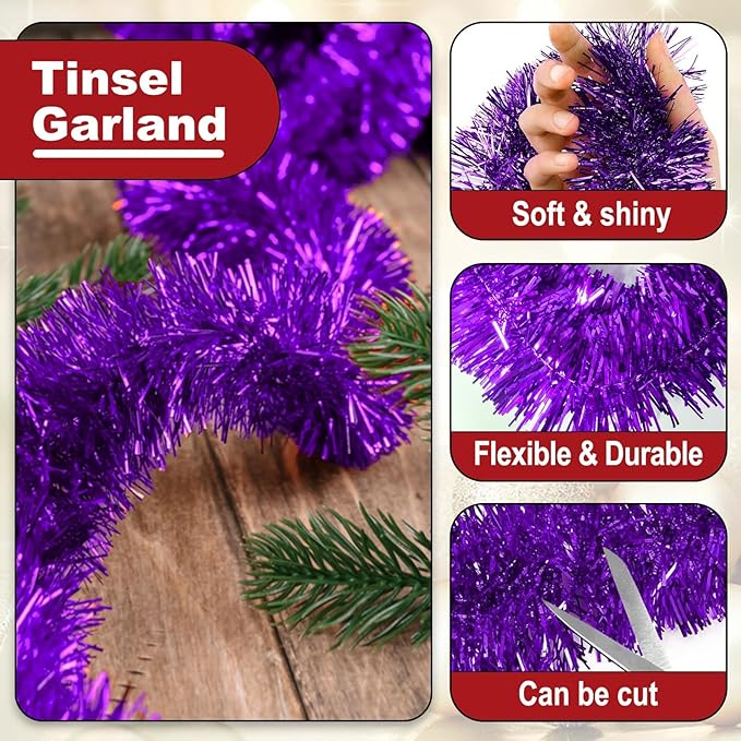 25 Feet Metallic Twist Tinsel Garland Wall Hanging Backdrop - Image 3