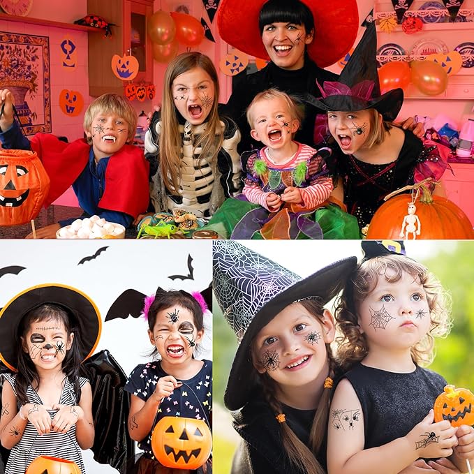 80+ PCS Halloween Spider Web Temporary Tattoos Halloween Makeup Kit - Image 6