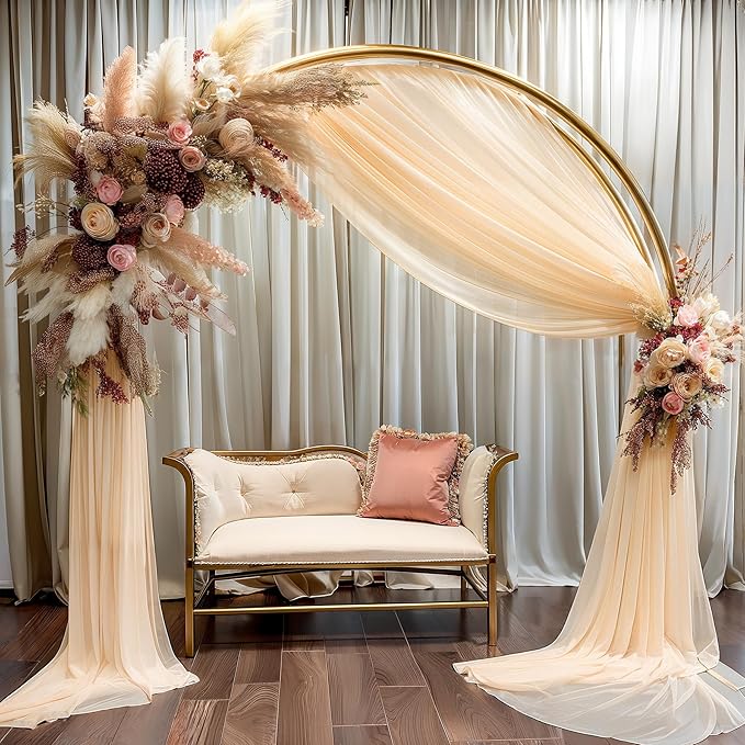 Champagne Wedding Arch Draping Fabric 3 Panels 30'' x 20FT Champagne Drapes - Image 8