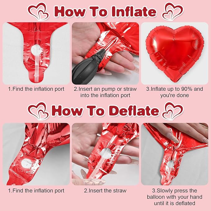 Red Silver Heart Balloons - Image 7