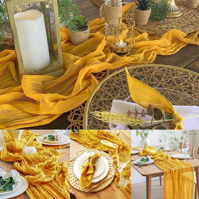 20 Pack Mustard 10FT Cheesecloth Table Runner Rustic Gauze Fabric Cheese Cloth - Image 6