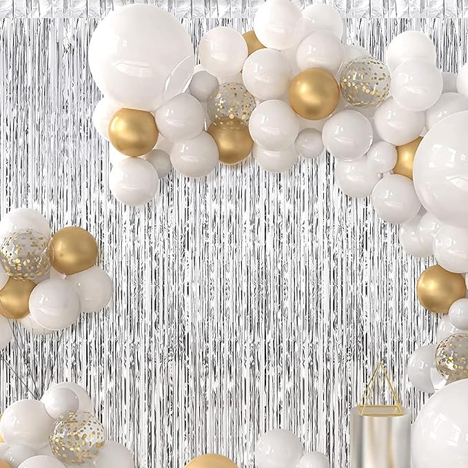 Silver Fringe Curtain Party Streamers, 12 Pack 3.3ft x 8.2ft Foil Curtain - Image 7