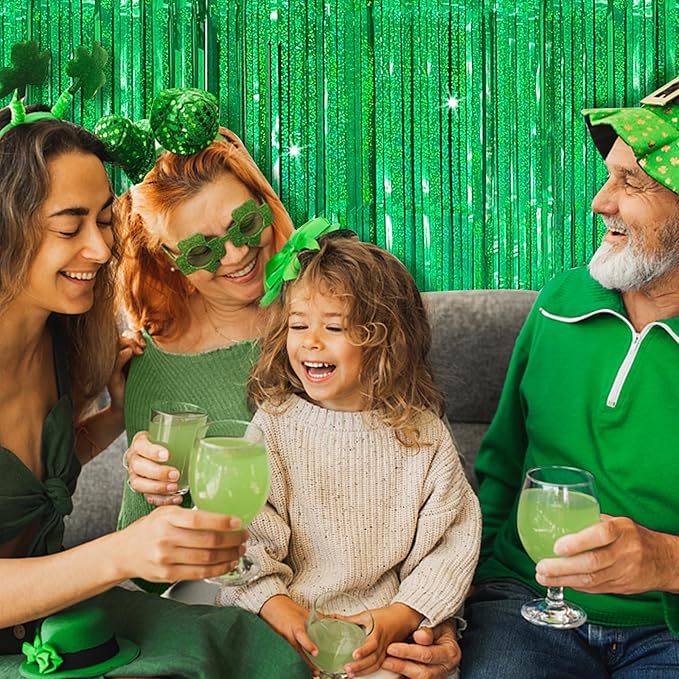 Tinsel Curtain Party Backdrop Green Birthday Decorations 10 Packs Glitter Foil - Image 2