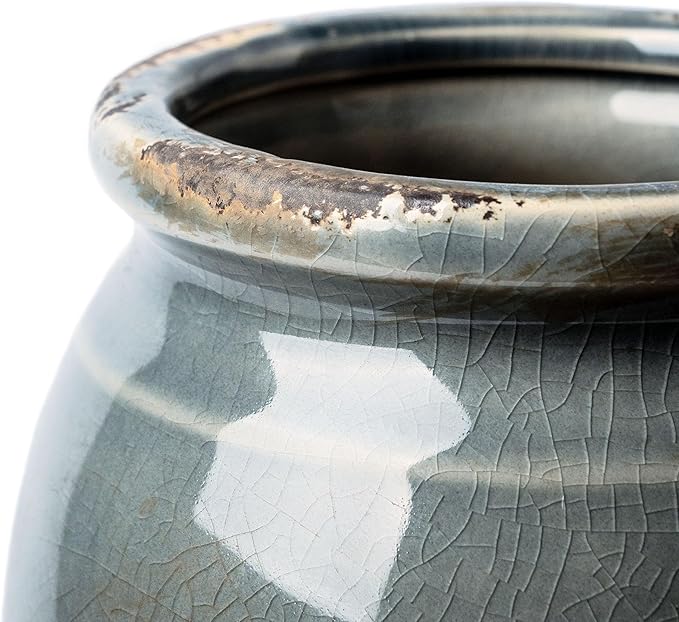 VICTOR & TERESA Rustic Blue and Grey Vase - Image 6