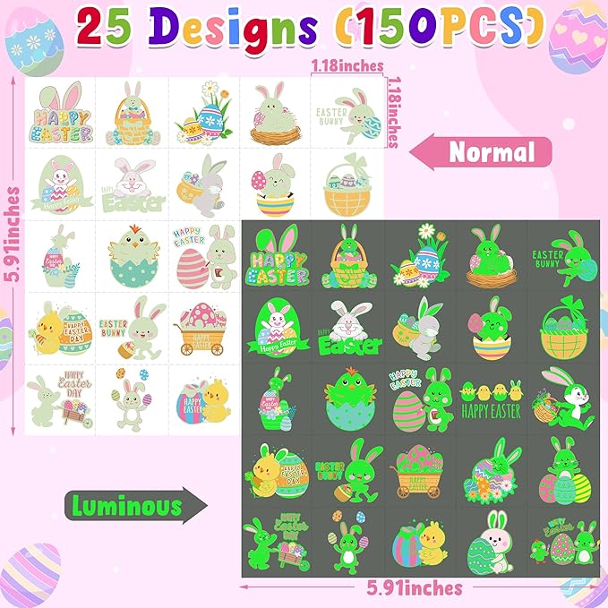 150 PCS Luminous Easter Tattoos - Image 2