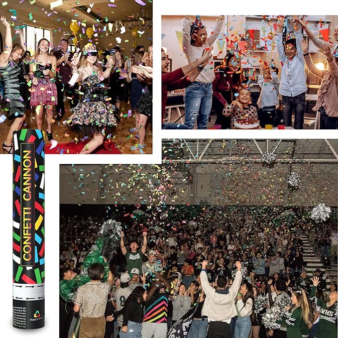6 Pack Colorful Confetti Poppers, 12 Inch Biodegradable Confetti Cannon Party - Image 3