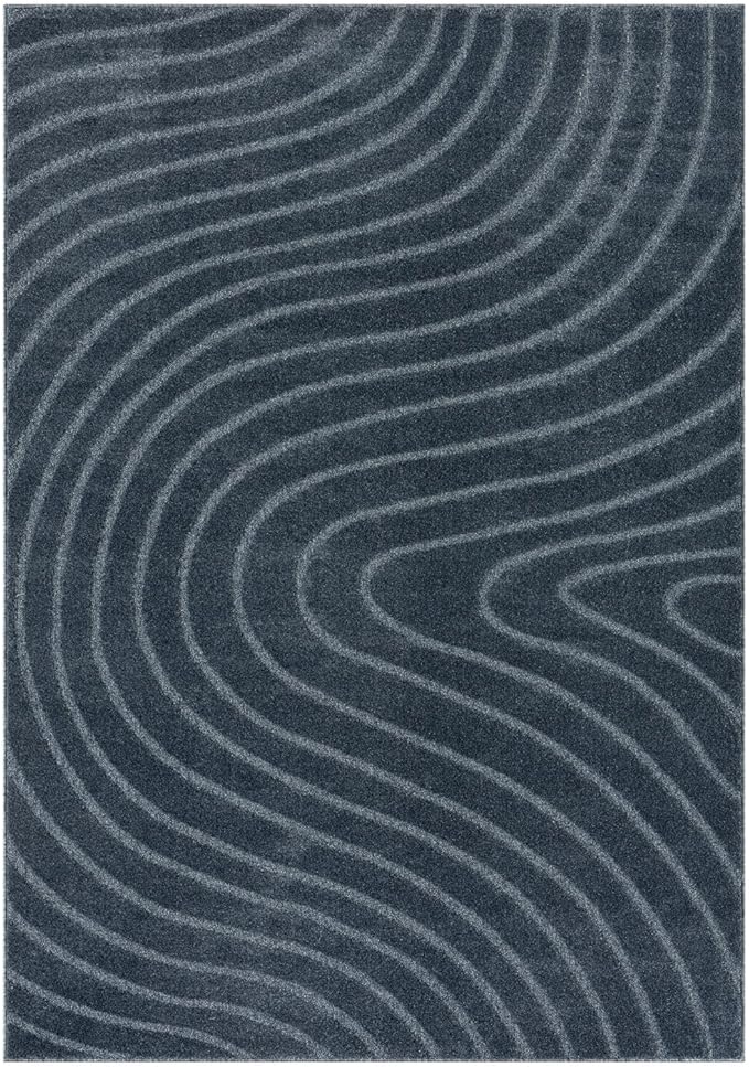 LUXE WEAVERS Modern Geometric Wave Blue 4x6 Area Rug - Image 3