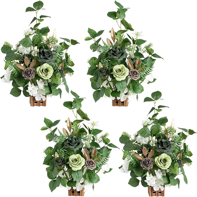 Ling's Moment 17.5" Tall Standing Artificial Flowers Arrangements 4pcs Fall by LingsMoment