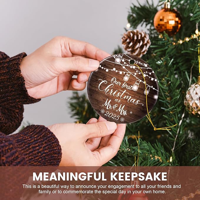 Wedding Gifts for Couples 2025, First Married Christmas Ornament, Mr and Mrs - Image 5