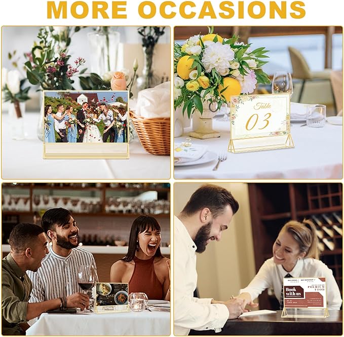 EHWINE 6 Pack Acrylic Sign Holder 5 x 7 Horizontal, Double-Sided Stand up Table - Image 6