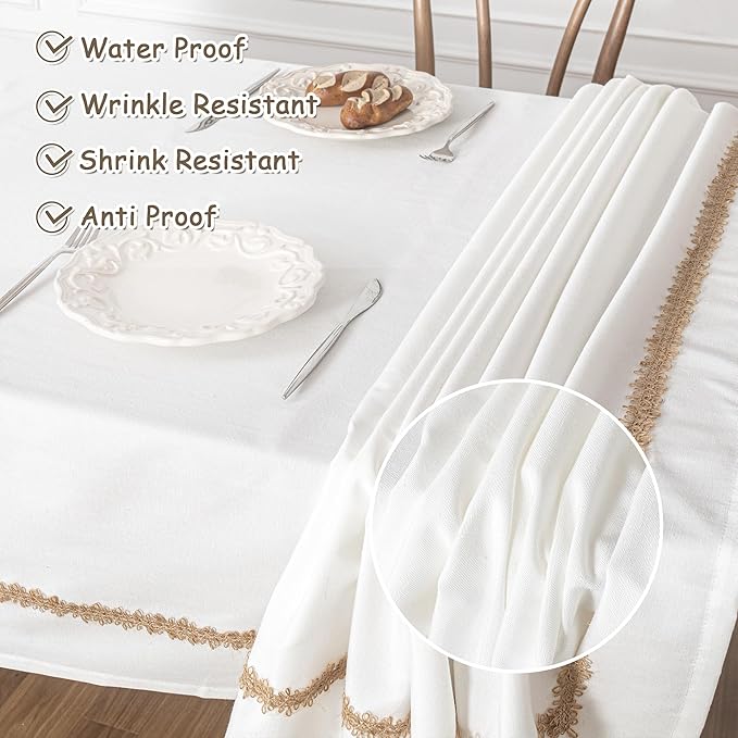 MYSKY HOME Table Cloth for Rectangular, Waterproof Tablecloth, Soft Cotton - Image 6