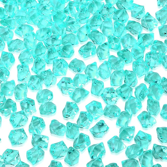 YATOJUZI 500pcs Fake Ice Cubes Teal Acrylic Crushed Rocks Vase Fillers Plastic by YATOJUZI