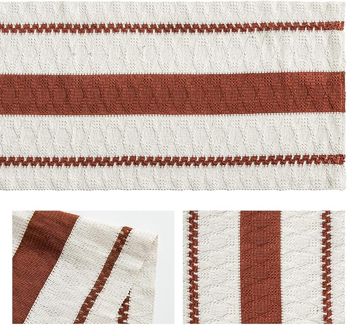 Artoid Mode Caramel Farmhouse Woven Rustic Table Runner, Seasonal Holiday - Image 6