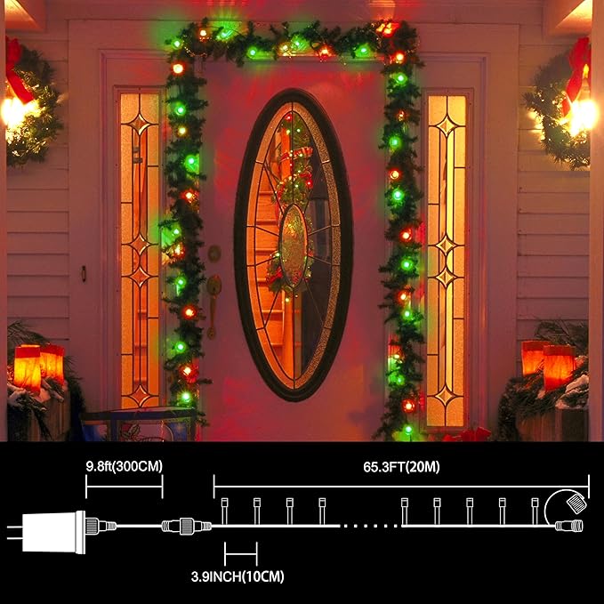LAMPHOME 66ft Christmas Decorative Mini Lights, 200 LED Transparent Wire Fairy - Image 2