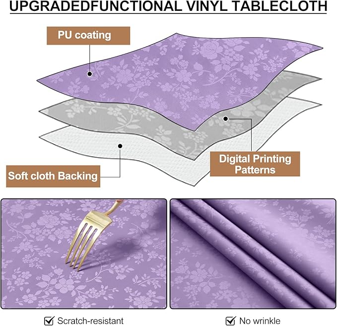 Smiry Rectangle Table Cloth, Waterproof Heavy Duty Vinyl Tablecloths, Wipeable - Image 7