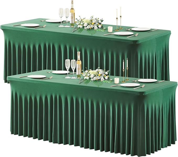 Wish Care 2 Pack Hunter Green Stretch Spandex Table Clothes by WishCare