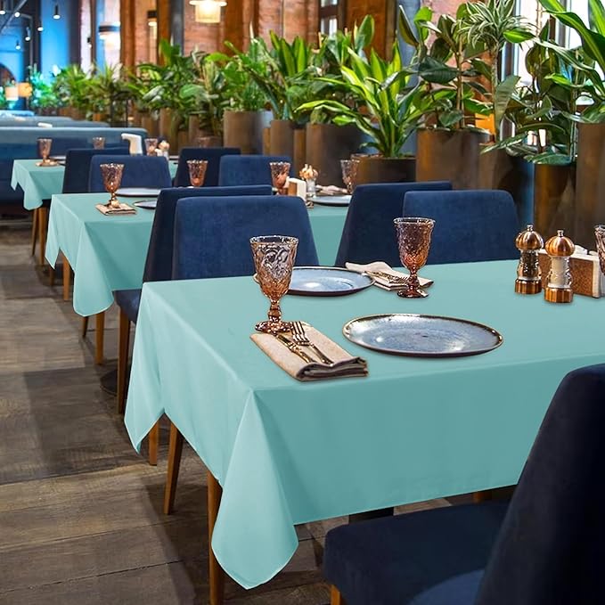 sancua 2 Pack Turquoise Tablecloth 60 x 102 Inch, Rectangle Table Cloth - Image 5