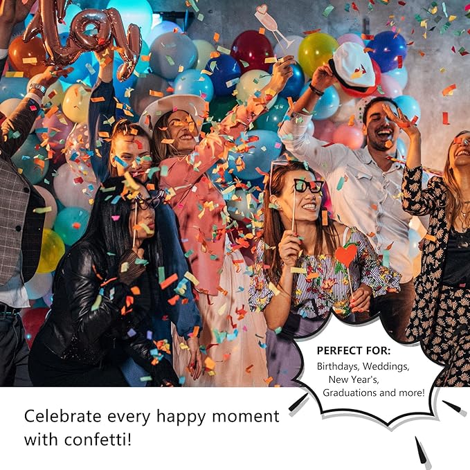 6 Pack Colorful Confetti Poppers, 12 Inch Biodegradable Confetti Cannon Party - Image 7