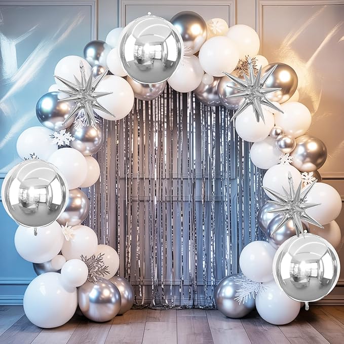 6Pcs Silver Foil Balloons, 22Inch Silver 4D Round Ball Balloon and Explosion - Image 7