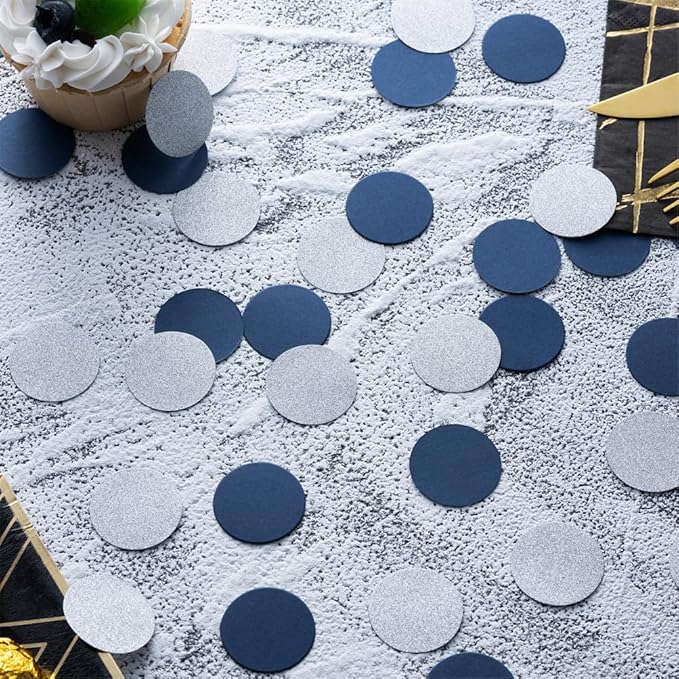 Silver and Blue Confetti Table Decoration - Image 3
