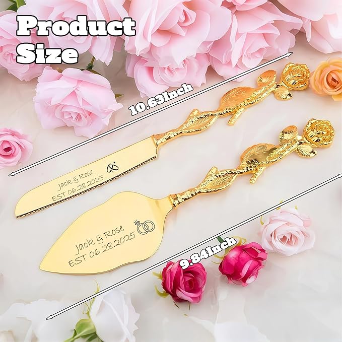 Personalized Wedding Cake Knife and Server Set, Custom Name/Date Cake Cutting - Image 2