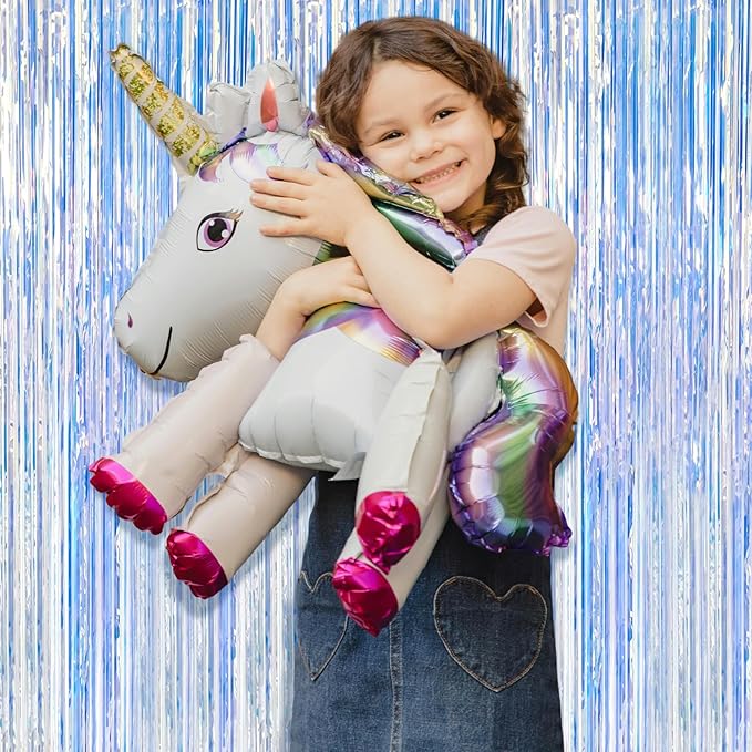 10 Pack Iridescent Party Backdrop Decorations Tinsel Curtain Birthday - Image 2