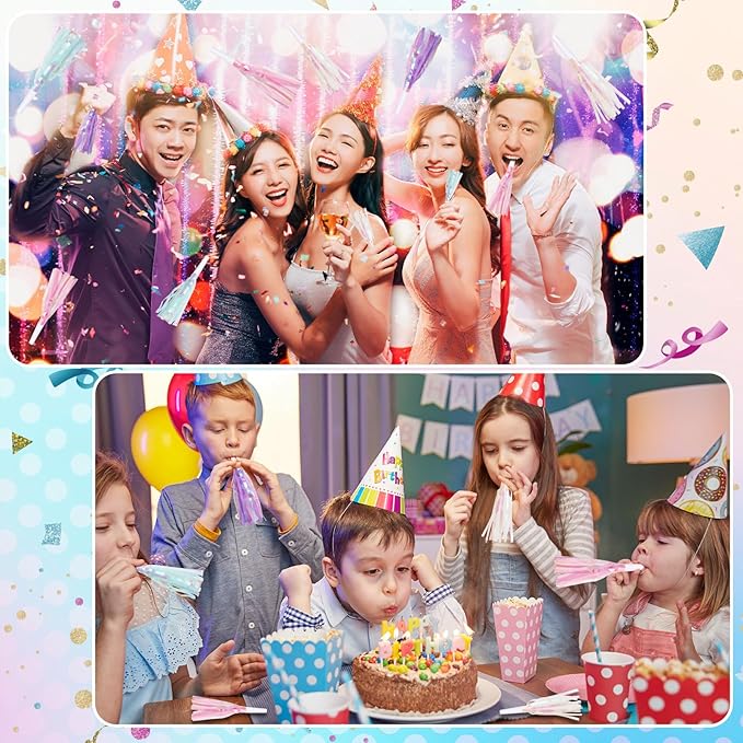 72 pcs Party Blowers, Noise Makers Glitter Metallic Fringed Party Horns - Image 5