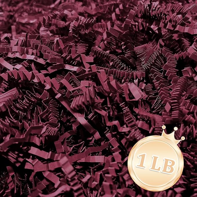 1 LB Burgundy Crinkle Cut Paper Shred Filler Great by Zankubom